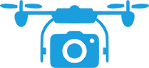 drone photography vector image of a blue drone holding a camera